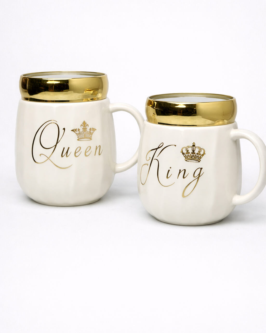Royal Crown Ceramic Mug with Gold Rim – King & Queen