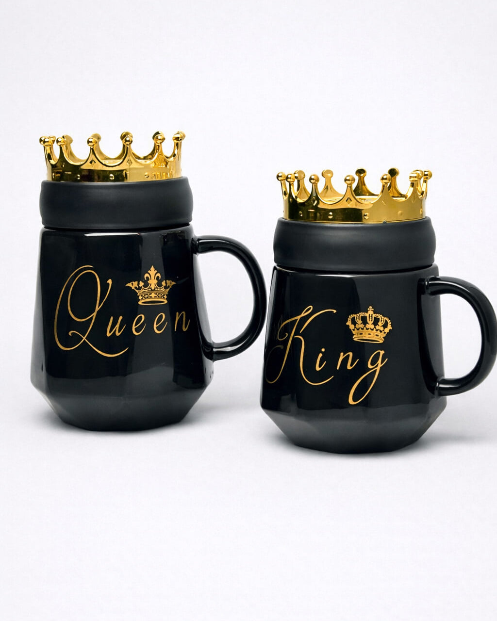 Royal Crown Ceramic Mug with Lid – King & Queen Gift Set