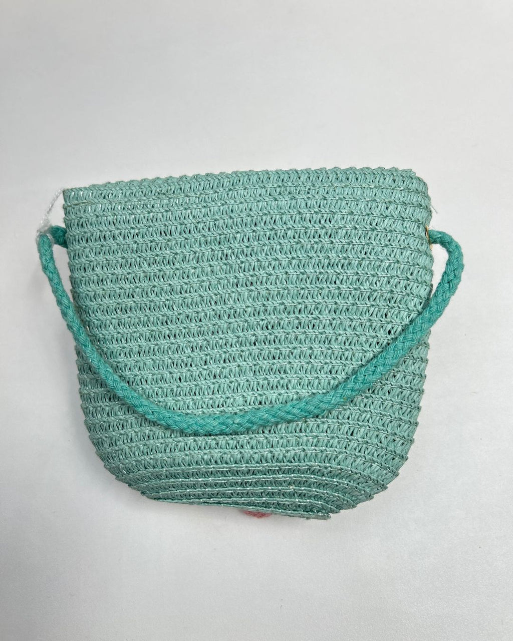 Girls Woven Crossbody Bag with 3D Flower Charm