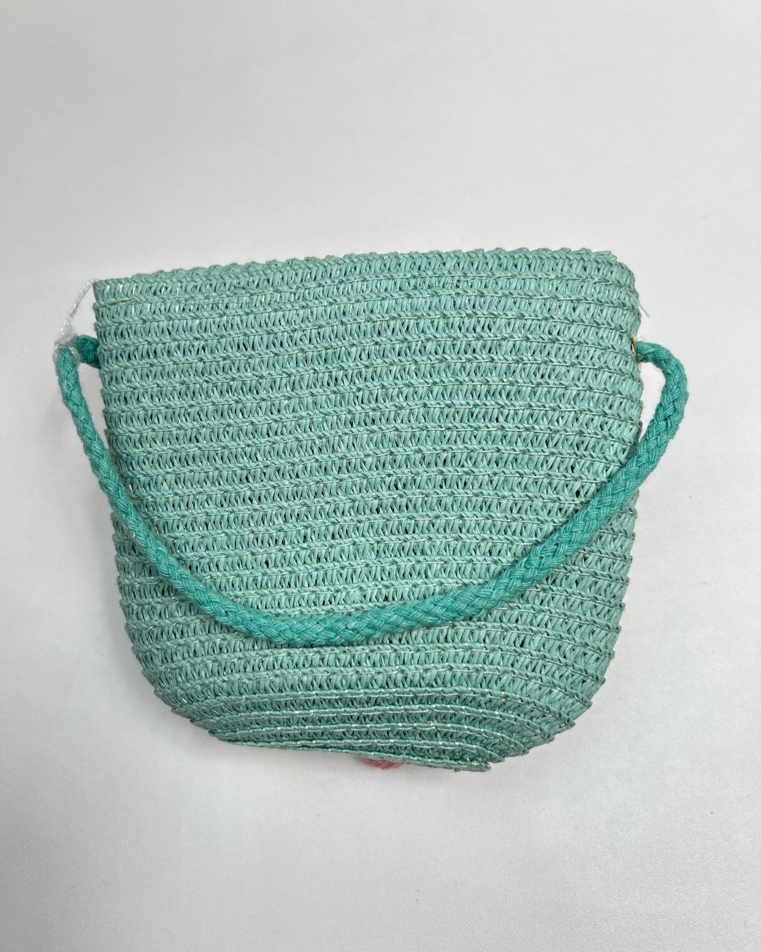 Girls Woven Crossbody Bag with 3D Flower Charm