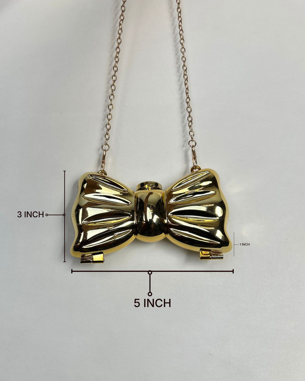 Metallic Bow-Shaped Mini Clutch Bag with Chain Strap