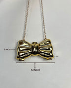 Metallic Bow-Shaped Mini Clutch Bag with Chain Strap