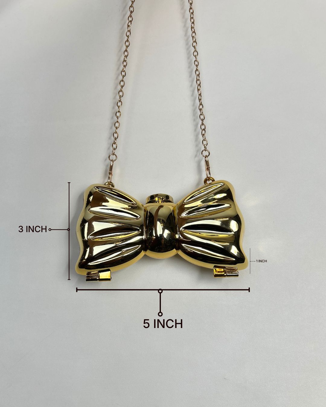 Metallic Bow-Shaped Mini Clutch Bag with Chain Strap