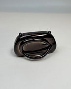 Metallic Ring-Handle Mini Clutch Bag with Chain Strap