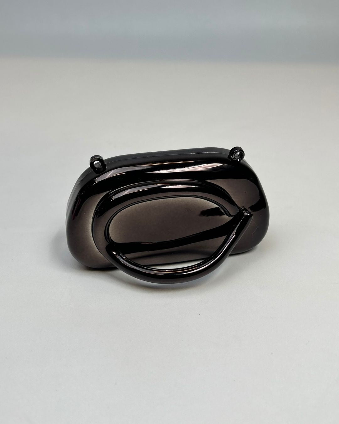 Metallic Ring-Handle Mini Clutch Bag with Chain Strap