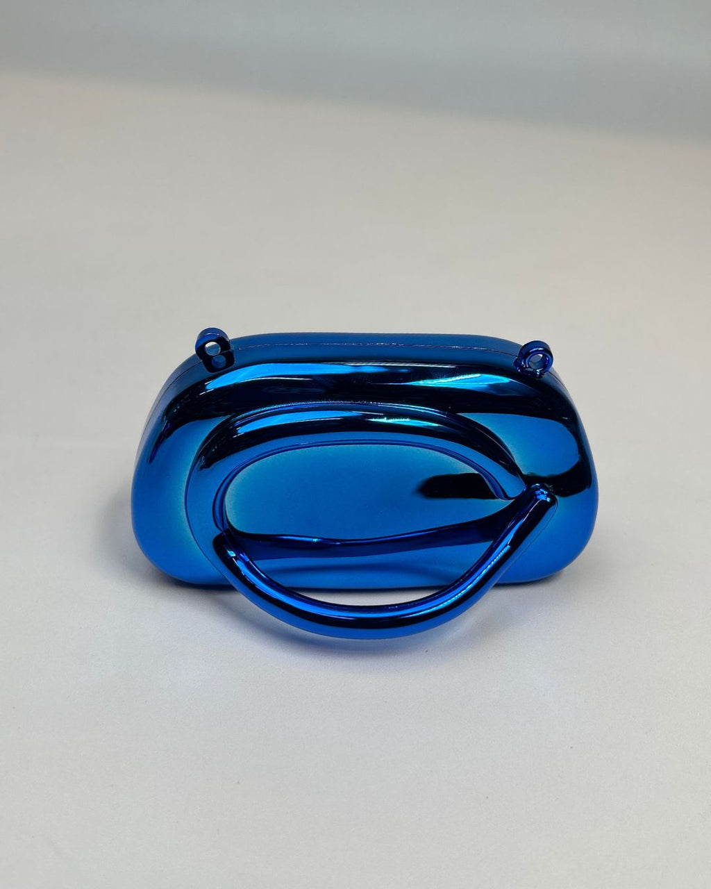 Metallic Ring-Handle Mini Clutch Bag with Chain Strap