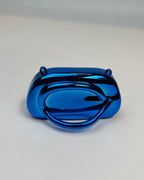 Metallic Ring-Handle Mini Clutch Bag with Chain Strap