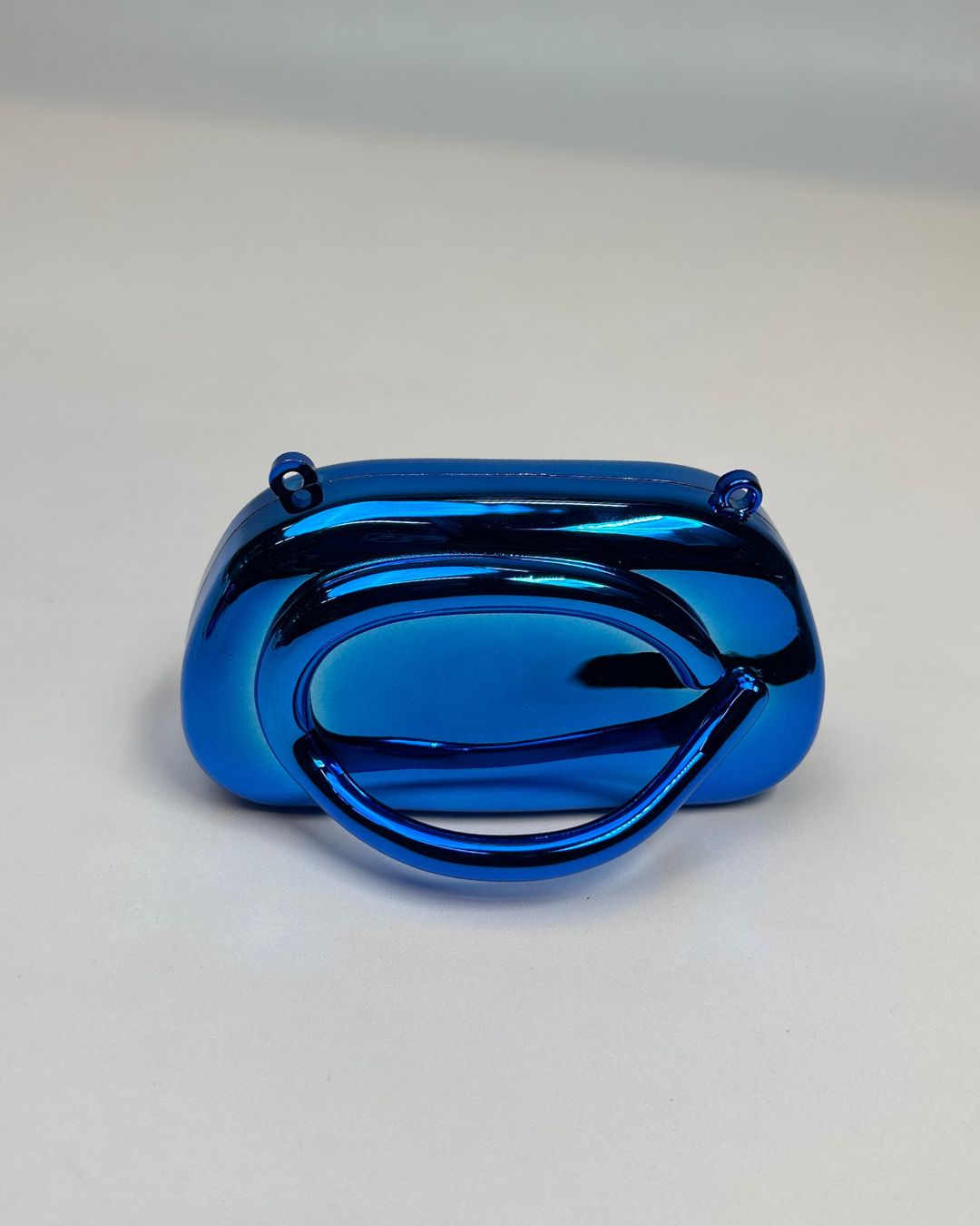 Metallic Ring-Handle Mini Clutch Bag with Chain Strap