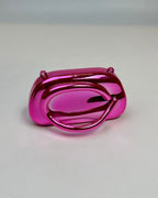Metallic Ring-Handle Mini Clutch Bag with Chain Strap