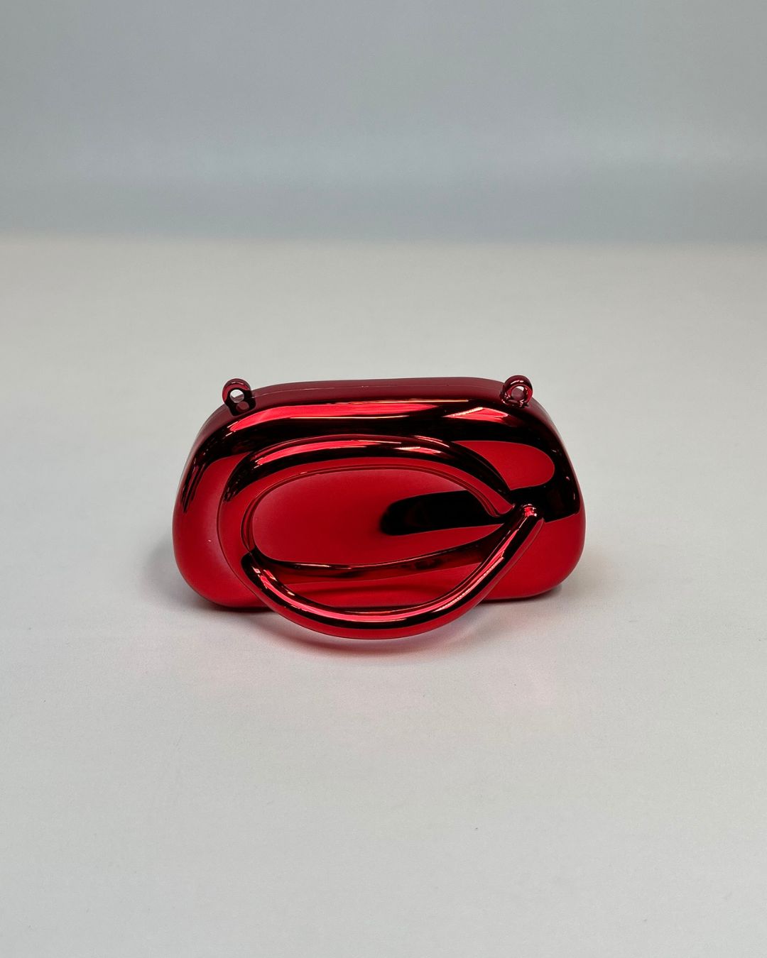 Metallic Ring-Handle Mini Clutch Bag with Chain Strap