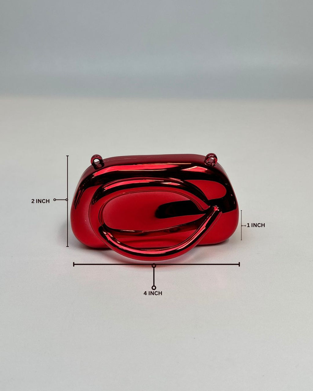 Metallic Ring-Handle Mini Clutch Bag with Chain Strap