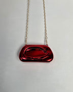 Metallic Ring-Handle Mini Clutch Bag with Chain Strap