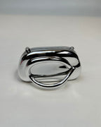 Metallic Ring-Handle Mini Clutch Bag with Chain Strap