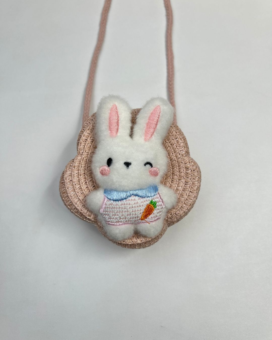 Kids Bunny Plush Woven Crossbody Bag in Flower Shape