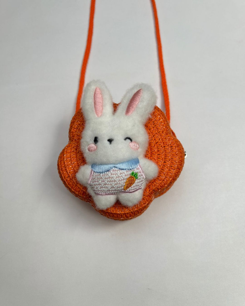 Kids Bunny Plush Woven Crossbody Bag in Flower Shape