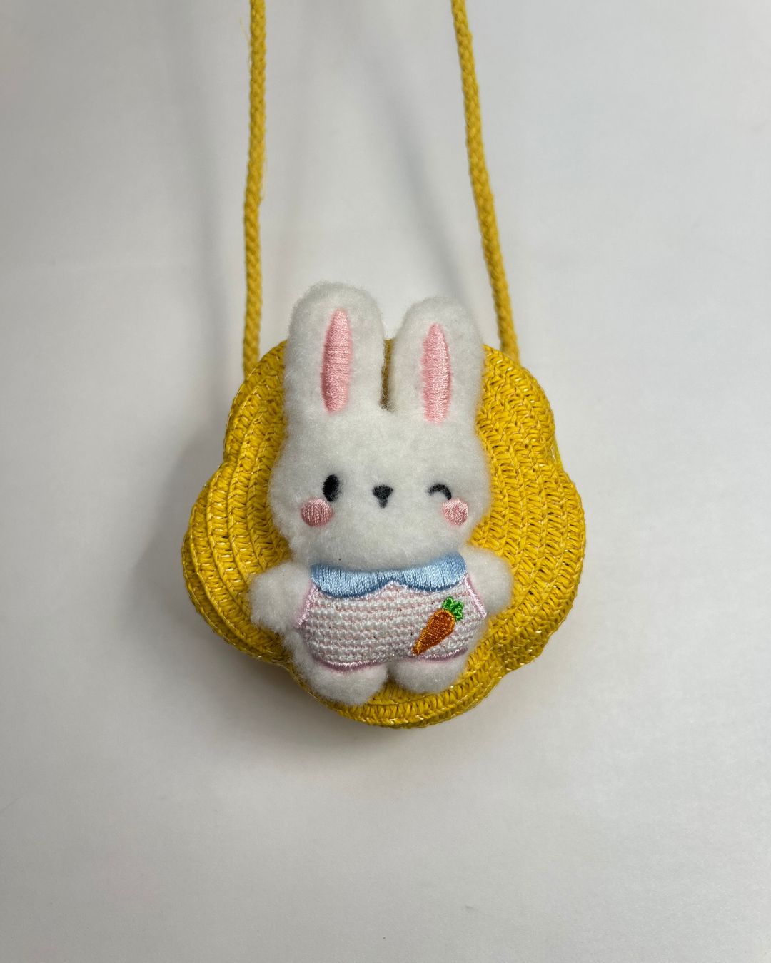 Kids Bunny Plush Woven Crossbody Bag in Flower Shape
