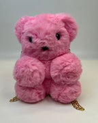 Plush Teddy Bear Mini Crossbody Bag with Gold Chain Strap