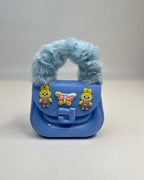 Faux Fur Handle Glossy Mini Handbag for Girls