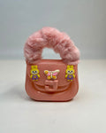 Faux Fur Handle Glossy Mini Handbag for Girls