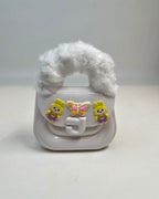 Faux Fur Handle Glossy Mini Handbag for Girls