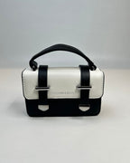 Two-Tone Mini Satchel Handbag with Buckle Strap Detail