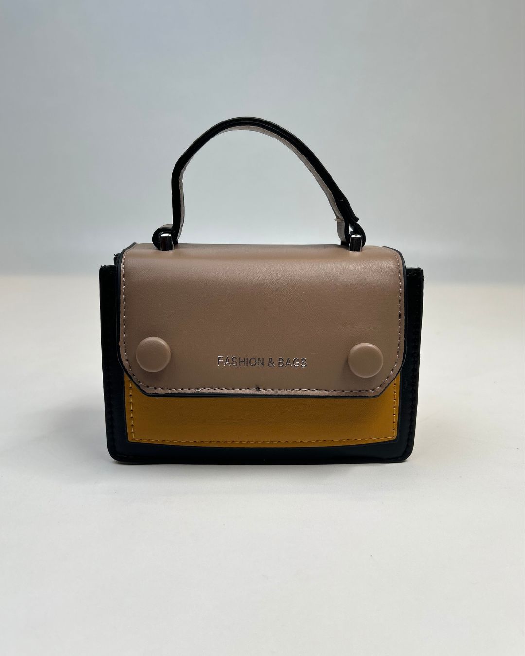 Color-Block Mini Satchel Handbag with Top Handle