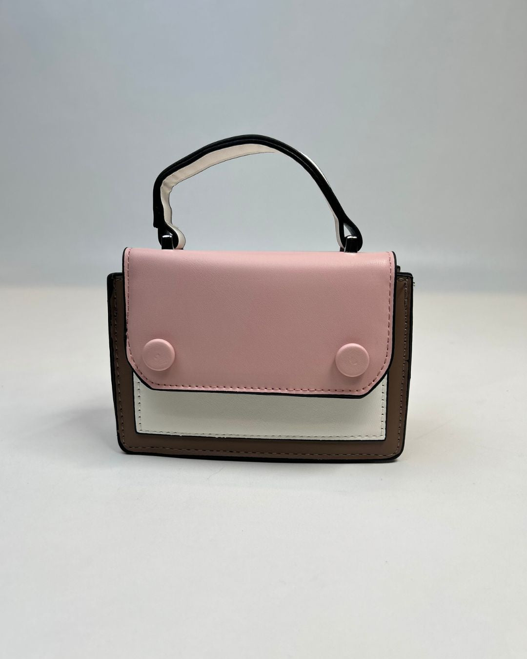 Color-Block Mini Satchel Handbag with Top Handle