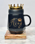 Royal Crown Ceramic Mug with Lid – King & Queen Gift Set