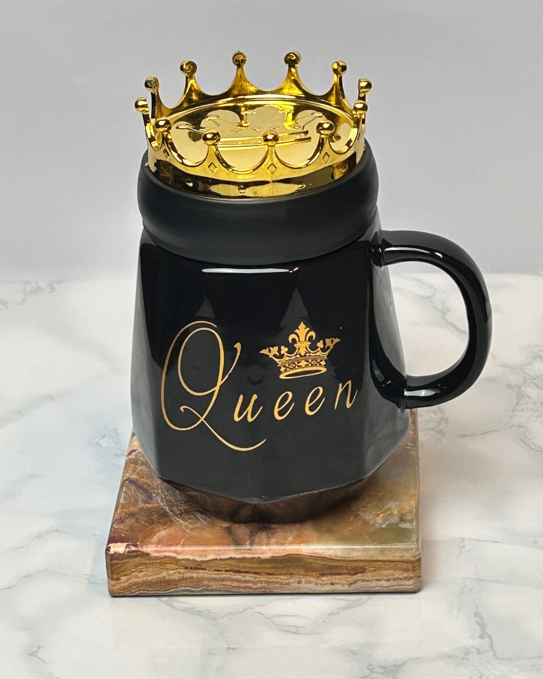 Royal Crown Ceramic Mug with Lid – King & Queen Gift Set
