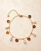 Gold Pink Charm Anklet