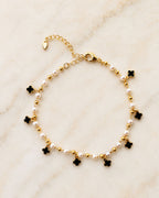 Pearl Bead Clover Charm Anklet for Women