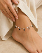 Pearl Bead Clover Charm Anklet for Women