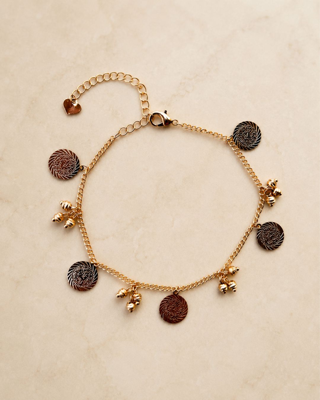 Round Coin Charm Chain Anklet for Women