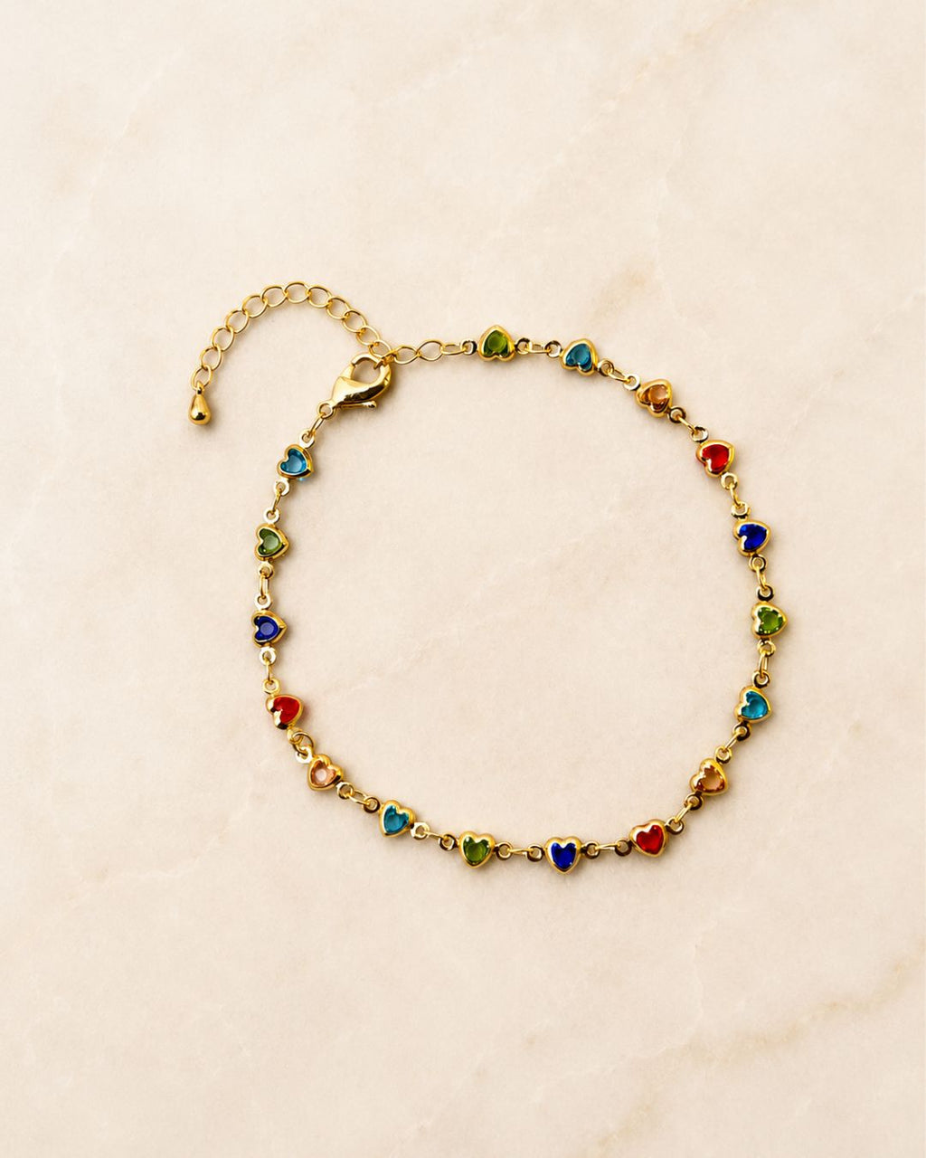 Gold Multi Heart Charm Chain Anklet for Women