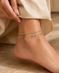 Silver Crystal Teardrop Layered Anklet for Women