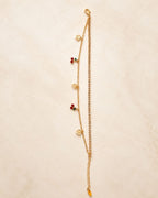 Gold Cherry Heart Layered Anklet for Women