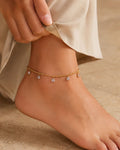 Gold Crystal Flower Charm Anklet for Women