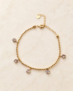 Gold Crystal Flower Charm Anklet for Women