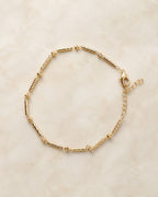 Gold Twisted Bar Bead Anklet for Women