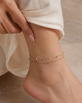 Gold Double Layer Star Crystal Anklet for Women