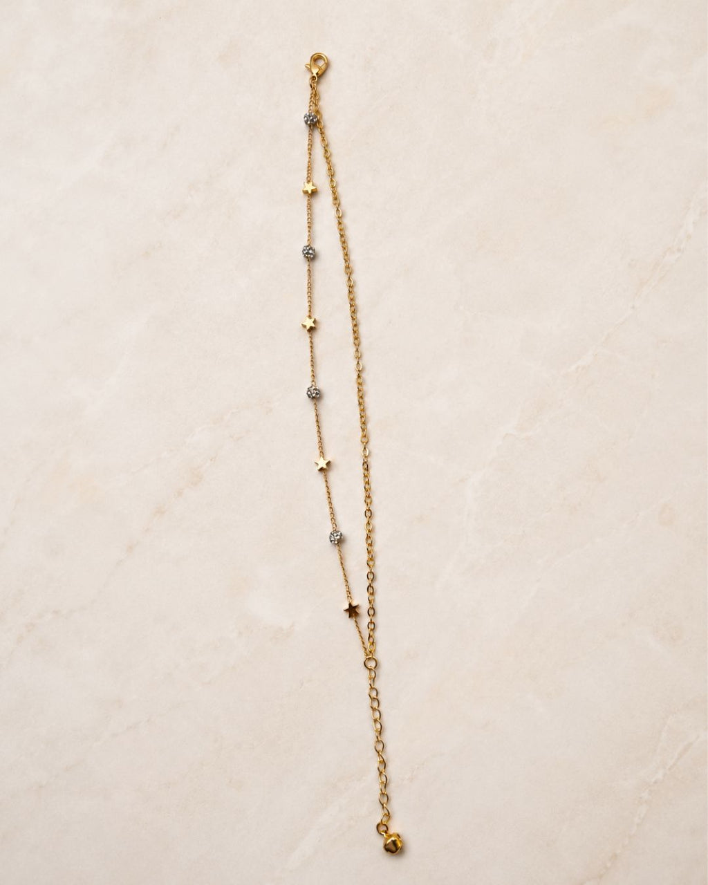 Gold Double Layer Star Crystal Anklet for Women
