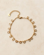 Gold Floral Outline Charm Anklet for Women