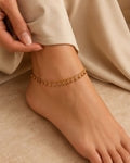 Gold Bead Drop Charm Anklet for Women