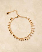 Gold Bead Drop Charm Anklet for Women