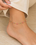 Gold Multicolor Floral Bead Anklet