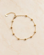 Minimalist Gold Bead Station Anklet