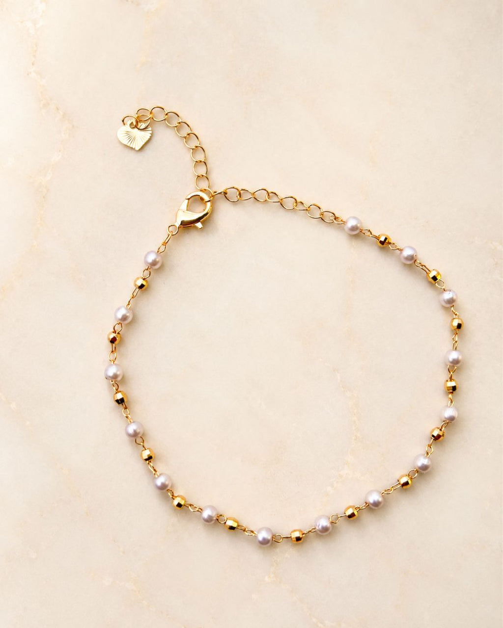 Minimalist Gold Pearl Bead Anklet
