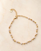 Minimalist Gold Pearl Bead Anklet
