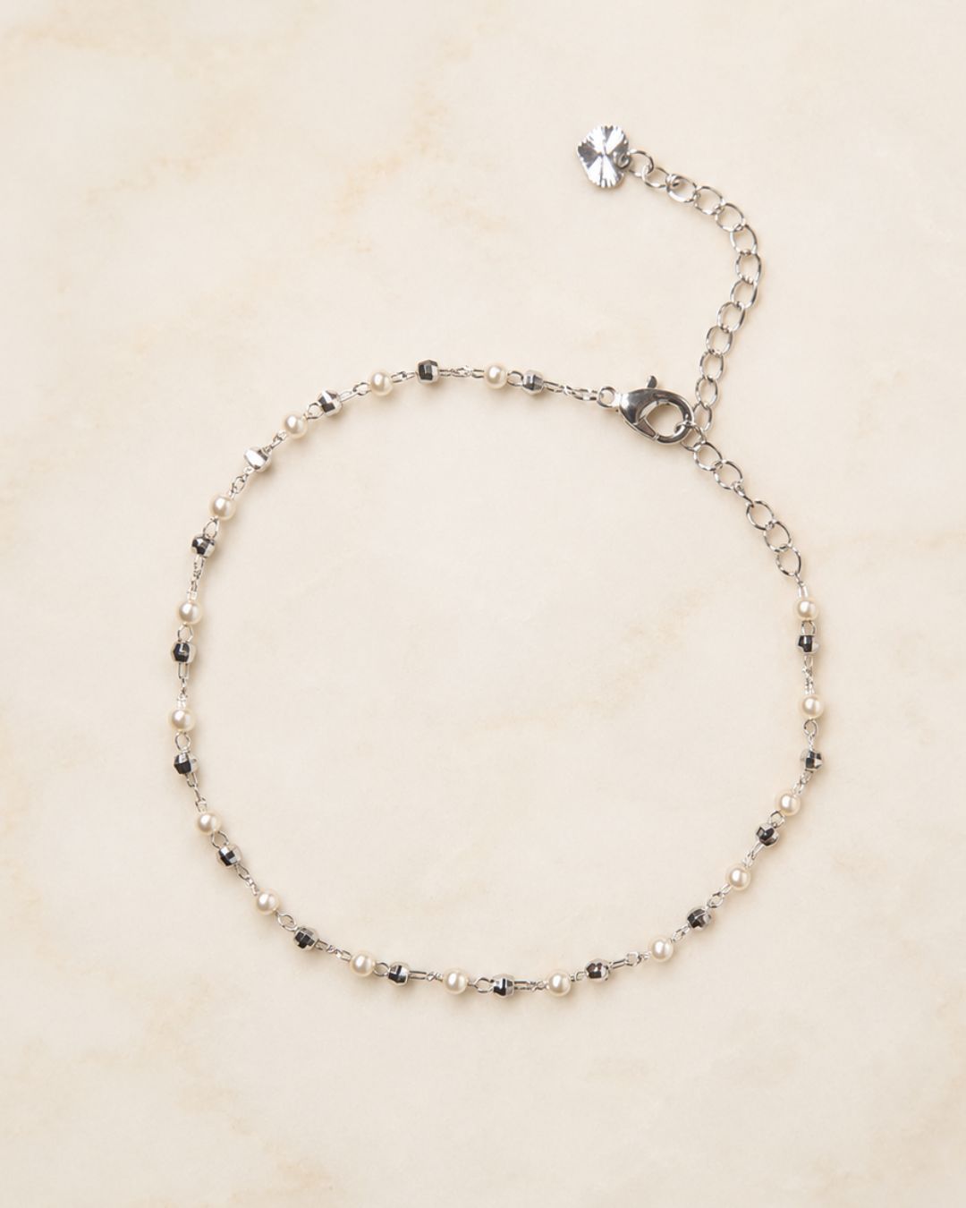 Minimalist Gold & Silver Pearl Bead Anklet