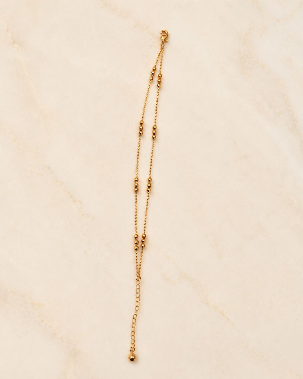 Double Layer Gold Bead Anklet